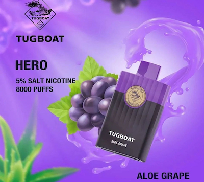 TUGBOAT HERO 8000 PUFFS DISPOSABLE ALOE GRAPE