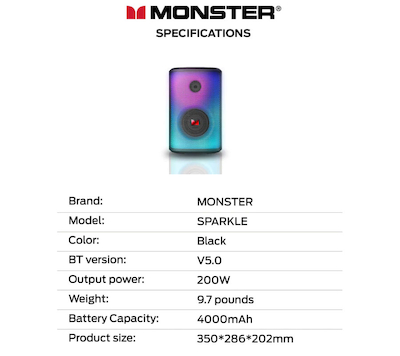 اسپیکر پرتابل MONSTER SPARKLE